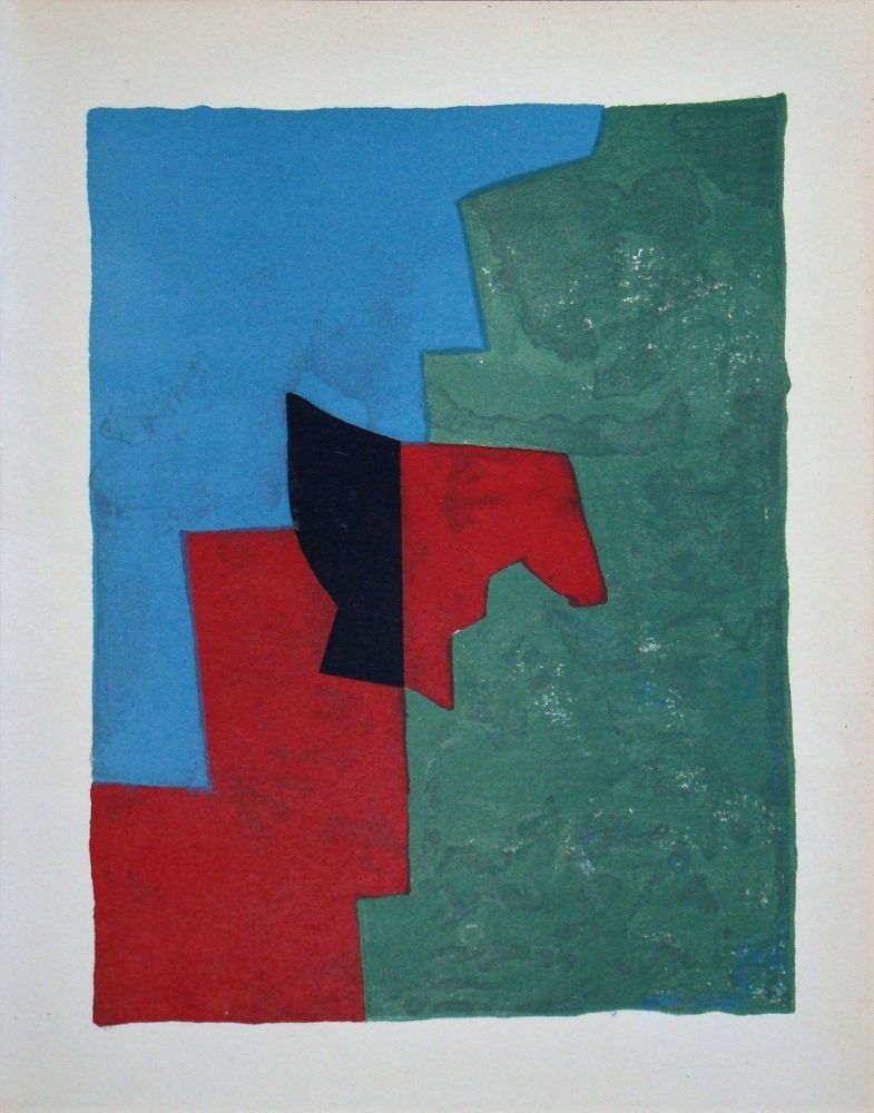 Litografía Poliakoff - Composition rouge, verte et bleue