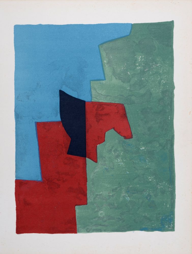 Litografía Poliakoff - Composition rouge, verte et bleue L32, 1961