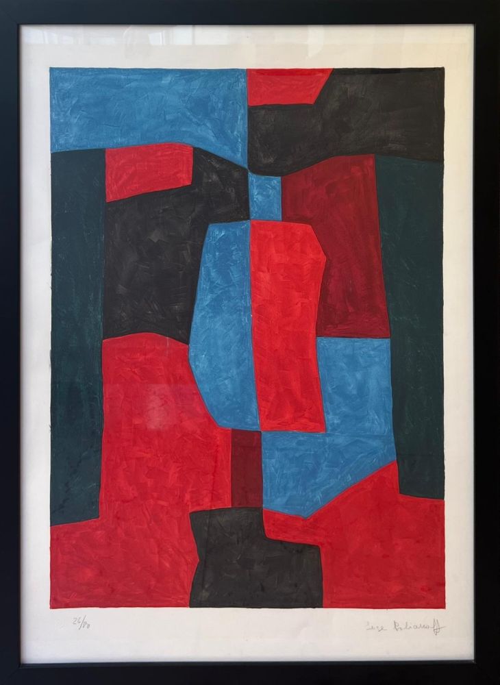 Litografía Poliakoff - Composition rouge, verte et bleue L76 