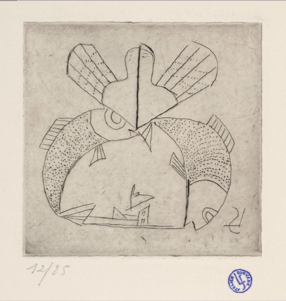 Aguafuerte Survage - Composition surréaliste (D), c. 1930s