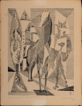 Aguafuerte Survage - Composition surréaliste (H), 1953