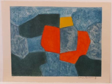 Aguafuerte Y Aguatinta Poliakoff - Composition verte, bleue, rouge et jaune XXXV 