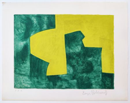 Litografía Poliakoff - Composition verte et jaune L60 