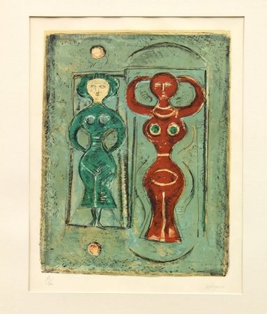 Litografía Campigli - Composizione con due figure
