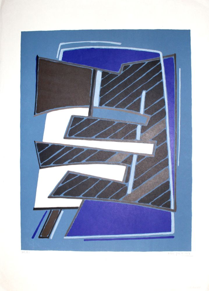Litografía Magnelli - Composizione in Azzurro