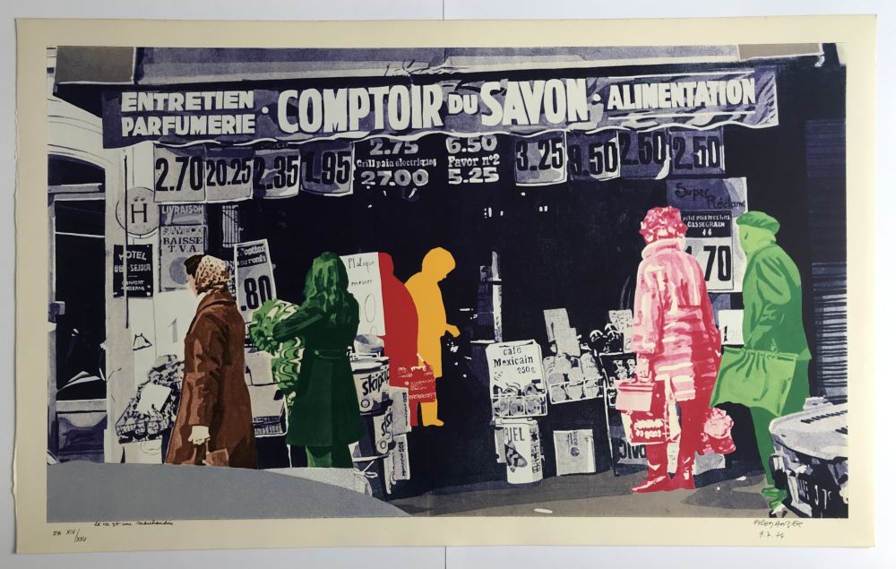 Serigrafía Fromanger - Comptoir du savon / La vie est une marchandise