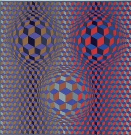 Litografía Vasarely - Conjonction