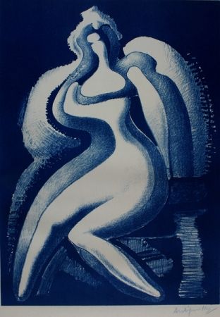 Litografía Archipenko - Coquette (Blue Nude)