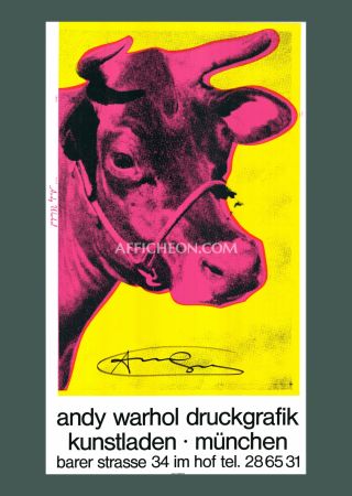 Serigrafía Warhol - 'Cow Wallpaper (Yellow/Pink)' 1983 Silkscreen (Hand-signed)