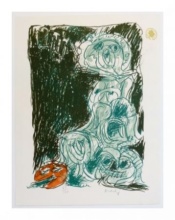 Litografía Alechinsky - Crayon sur coquille - Le hasard et sa mère