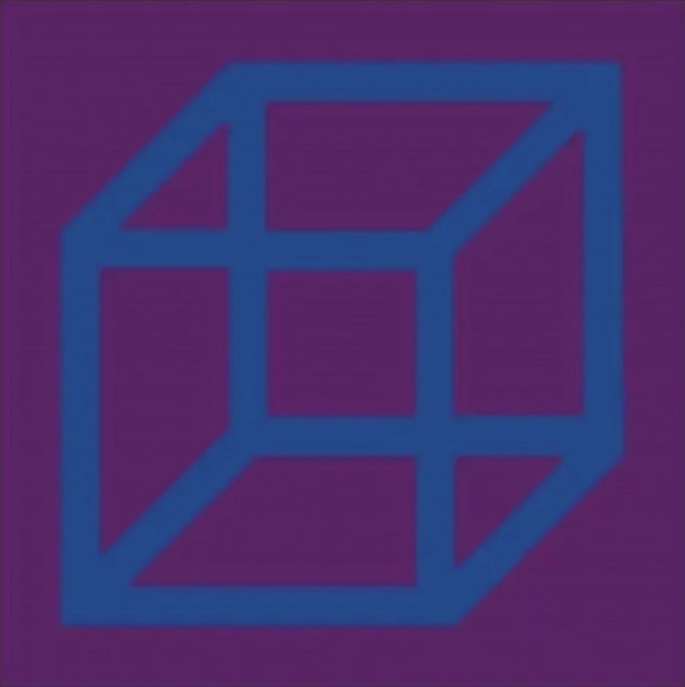 Linograbado Lewitt - Cubes in Color on Color (Purple/Blue)