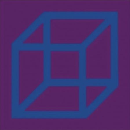 Linograbado Lewitt - Cubes in Color on Color (Purple/Blue)