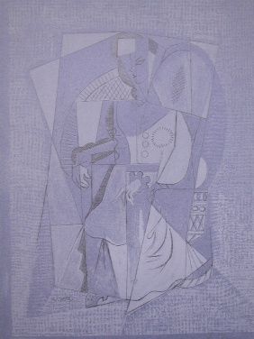 Litografía Lhote - Cubistic woman (femme assise)