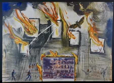 Litografía Dali - Currier & Ives Fire! Fire! Fire!