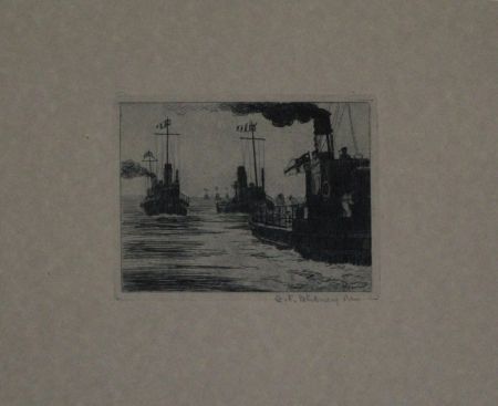 Grabado Hübner - Dampfschiffe / Steamboats