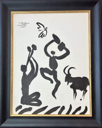 Litografía Picasso - Danseur et musicien