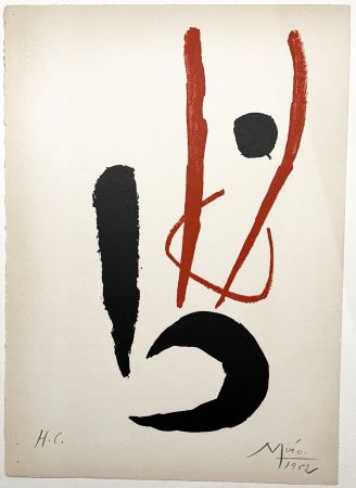 Litografía Miró - Danseur (homme dansant - Composition rouge et noire (1952)