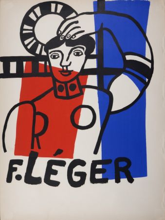 Litografía Leger - Danseuse tricolore au tambourin, 1955.