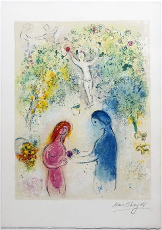 Litografía Chagall - DAPHNIS & CHLOÉ - Frontispice (de la suite signée,1961)