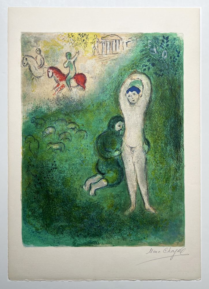 Litografía Chagall - DAPHNIS ET GNATHON. Lithographie originale signée (Daphnis & Chloé, 1961)