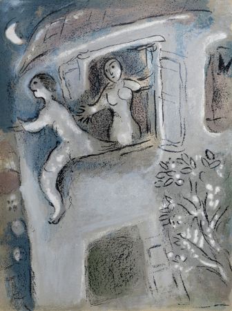 Litografía Chagall - David sauvé par Mical, 1960