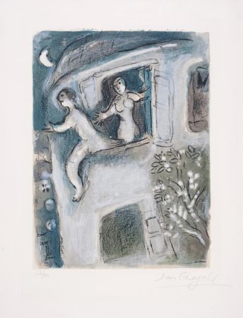 Litografía Chagall - David Sauvé par Michal, from La Bible