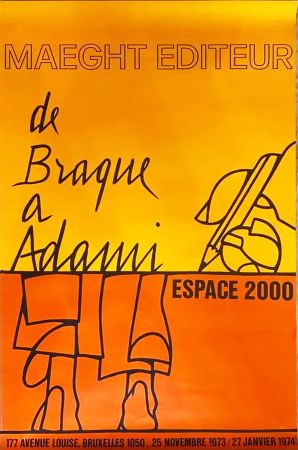 Cartel Adami - DE BRAQUE À ADAMI : Exposition 1974. Affiche originale.
