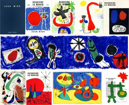 Libro Ilustrado Miró - DERRIÈRE LE MIROIR n° 14-15 (Nov-Décembre 1948) + n° 29-30 (Mai 1950) + n° 57-58-59 (Juin 1953) + n° 87-88-89 MIRO ARTIGAS (Juin-Juillet-Août 1956). 25 LITHOGRAPHIES ORIGINALES. ALBUM MAEGHT ORIGINAL.
