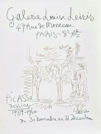 Litografía Picasso - '' Dessins 1959-1960 ''  -  Galerie Louise LEIRIS