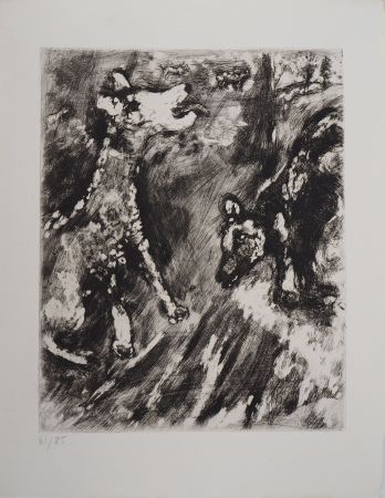 Grabado Chagall - Deux chiens au jardin (La lice et sa compagne)