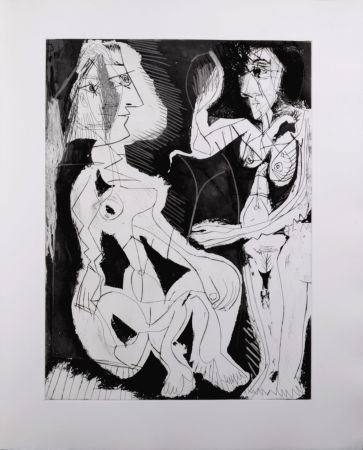 Aguatinta Picasso - Deux femmes au miroir, 1966 - A fantastic original etching (Aquatint) by the Master!