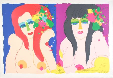 Litografía Ting - Deux femmes nues
