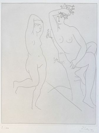Grabado Picasso - Deux Femmes nues dans un Arbre
