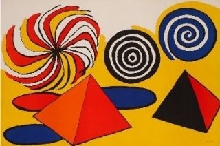 Litografía Calder - Deux pyramides trois arcs de cercle