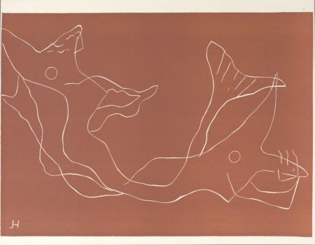 Linograbado Laurens - Deux sirènes, 1959