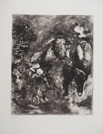 Grabado Chagall - Deux taureaux et une grenouille