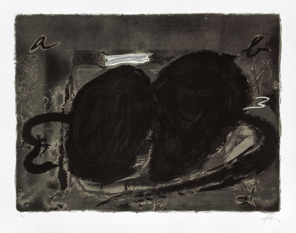 Litografía Tàpies - Deux trous 