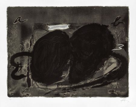 Litografía Tàpies - Deux trous 