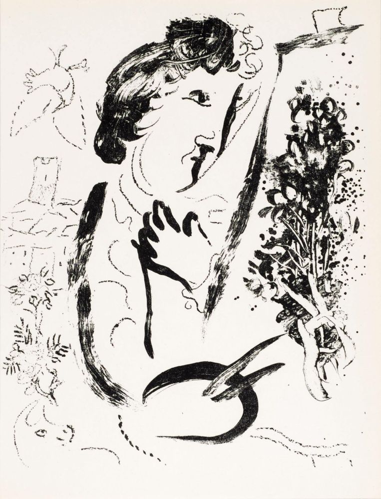 Litografía Chagall - Devant le tableau  