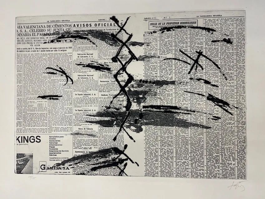 Aguafuerte Tàpies - Diario en papel