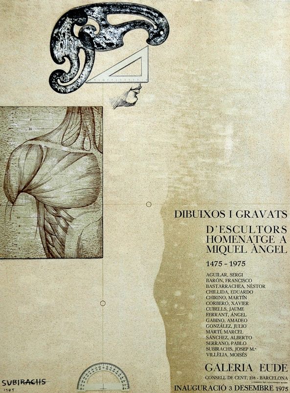Cartel Subirachs - Dibuixos i gravats d'escultors. Homenatge a Miquel Àngel