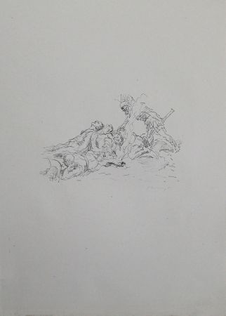 Litografía Slevogt - Die Soldaten müssen im Schnee kampieren