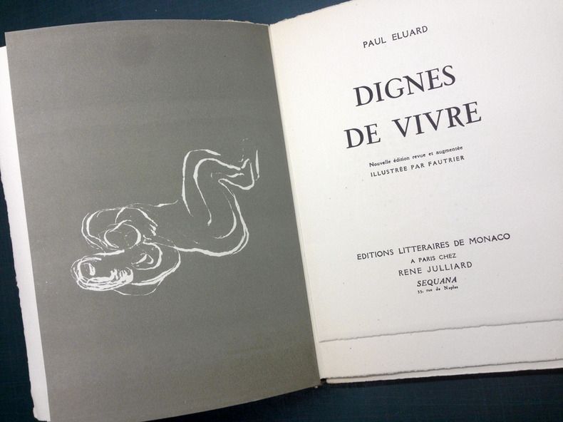 Libro Ilustrado Fautrier - DIGNES DE VIVRE. Lithographies de Fautrier. 1944