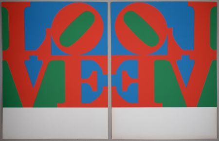 Serigrafía Indiana - Diptych, from LOVE Wall (LOVE Frieze), 1967 - Hand-signed