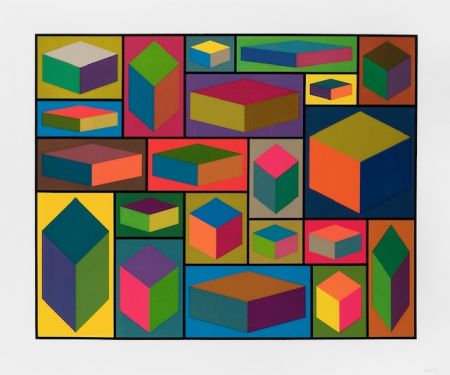 Linograbado Lewitt - Distorted cubes  - planche 2