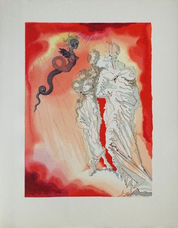 Grabado En Madera Dali - Divine Comédie, Enfer 21, Le Diable noir