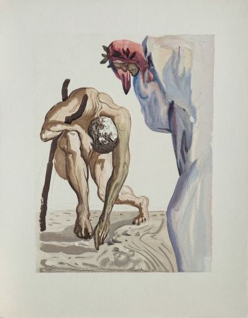 Grabado En Madera Dali - Divine Comédie, Purgatoire 7, Les princes de la vallée fleurie
