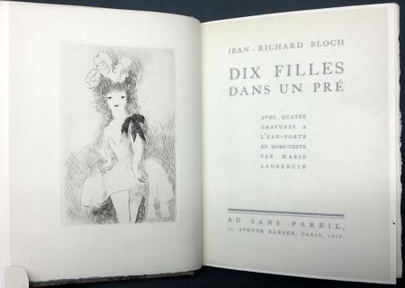 Libro Ilustrado Laurencin - DIX FILLES DANS UN PRÉ avec quatre gravures à l'eau-forte en hors-texte par Marie Laurencin (Ex. avec suite)