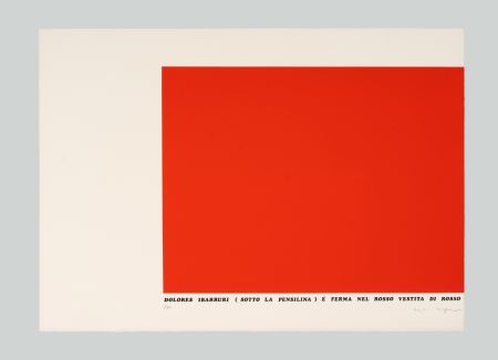 Serigrafía Isgro - Dolores Ibarruri (sotto la pensilina) è ferma nel rosso vestita di rosso