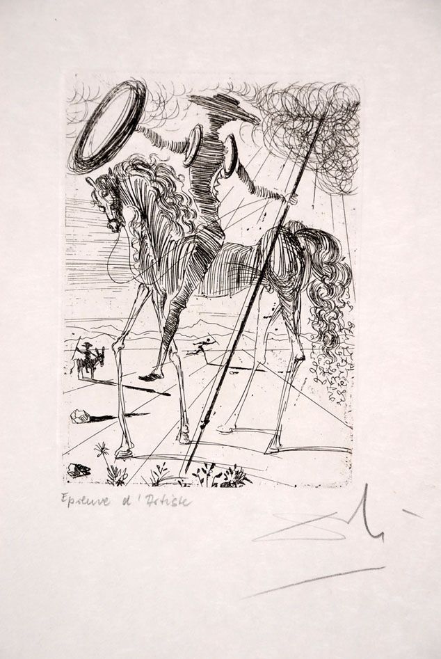 Aguafuerte Dali - Don Quichotte - Don Quixote (suite Cinq Portraits espagnols - Five Spanish Immortals)
